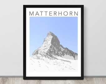 Matterhorn Travel Print – Matterhorn Schweiz Italien Reiseposter Druck