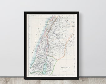 Palästina Karte: Vintage 1904 Palästina Karte Druck – Antike Palästina Karte Poster