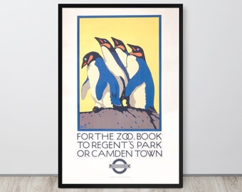 Vintage London Zoo Travel Poster – Circa 1920 London Zoo Travel Poster Print