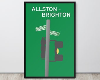 Allston Brighton Boston Poster –Harvard Ave & Commonwealth Ave Wandkunst