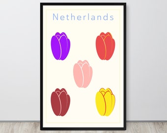 Niederlande Reise Druck – Niederlande Tulpen Reiseposter Druck