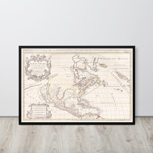 Carte de l’Amérique du Nord et centrale: Impression de carte des Amériques vintage de 1680 - Affiche de carte antique de l’Amérique du Nord et de l’Amérique centrale