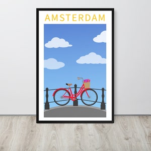 Amsterdam Travel Print –  Amsterdam, Netherlands Bicycle Travel Poster Print