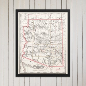 Arizona Karte: Vintage 1887 Arizona Karte Druck – Antike Arizona Karte Poster