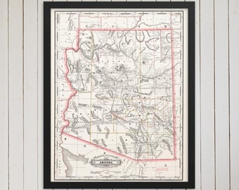 Arizona Map: Vintage 1887 Arizona Map Print – Antique Arizona Map Poster
