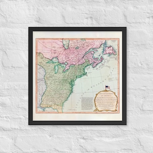 Noord-Amerika kaart: Vintage 1794 Oost-Noord-Amerika kaart afdrukken – antieke Oost-Noord-Amerika kaart poster