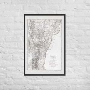 Vermont Kaart: Vintage 1796 Vermont Kaart Print – Antieke Vermont Kaart Poster