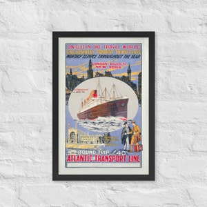 Vintage Atlantic Transport Line Travel Poster – Circa 1920 Atlantic Transport Line Travel Poster Print