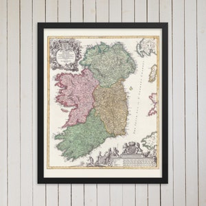 Irland Karte: Vintage 1715 Irland Karte Druck – Antike Irland Karte Poster