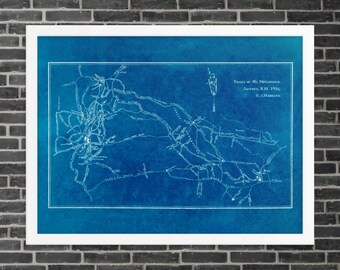 Mt. Monadnock Trails Map: Vintage 1916 Mt. Monadnock Map Print – Antique Mt. Monadnock Map Poster