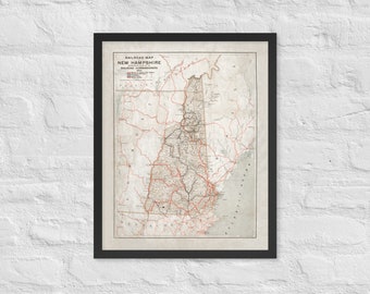New Hampshire Map: Vintage 1894 New Hampshire Map Print – Antique New Hampshire Map Poster
