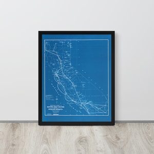 California Map: Vintage 1919 California Air Route Map Print – Antique California Map Poster