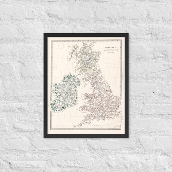 British Isles Map: Vintage 1842 British Isles Map Print – Antique British Isles Map Poster