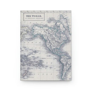 Vintage 1840 World Map Projection Hardcover Journal - Mattes Notizbuch - Perfekt für Reisende und Geschichtsinteressierte