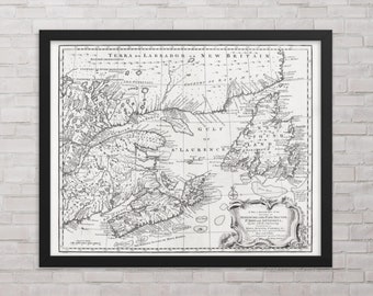 Newfoundland Map: Vintage 1752 Newfoundland Map Print – Antique Newfoundland Map Poster