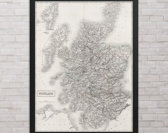 Mapa de Escocia: Vintage 1855 Scotland Map Print – Antique Scotland Map Poster