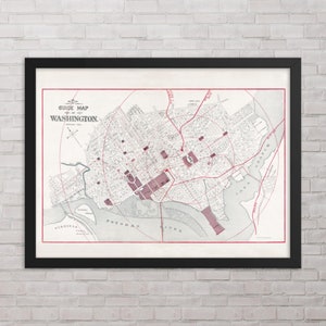Carte de Washington DC: vintage 1884 Washington DC Map Print - Affiche de carte antique de Washington DC