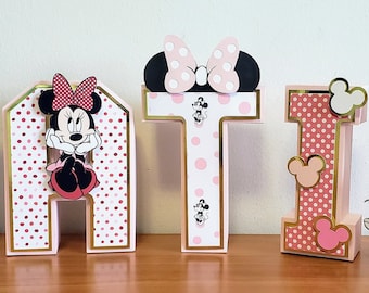 Personlig Minnie Mouse 3D-bokstav, Festdekoration