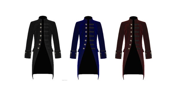 Handmade Men s Steampunk Vintage Tailcoat Gothic Jacket Velvet