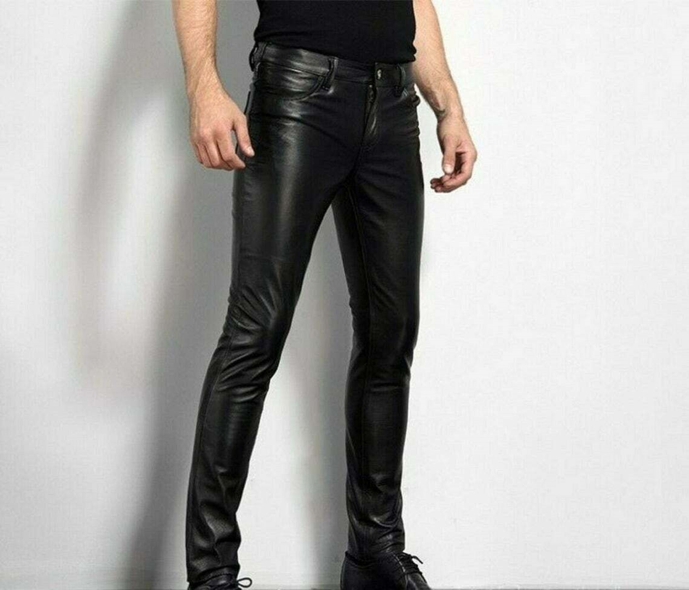 Men's Leather Party Pants Slim Fit Real Faux Leather Pants - Etsy