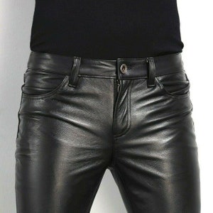 Leather Jeans Pant Real Style Men Beige Mens 501 Pants S Trousers