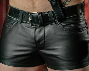 Men's Real Leather Shorts Pure Sheep Leather Gym Shorts Summer Shorts Lightweight