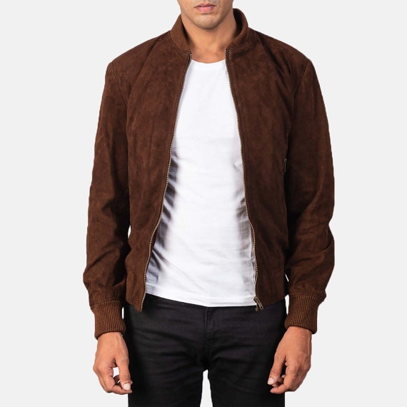 Slim suede moto bomber best sale jacket