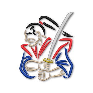 Samurai Sketch Embroidery Machine design Instant Download Digital File PES