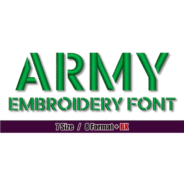 Army Embroidery Font, Script Font, BX Font for Embroidery, Alphabet Machine Embroidery Design, Instant Download Digital File