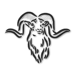 Large Goat Horns Embroidery design Instant Download Digital File
