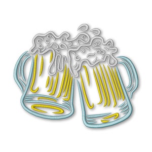Two Beer Mugs Embroidery Machine design Instant Download Digital File PES Sketch