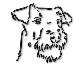 Airedale Terrier Dog Portrait Embroidery Machine design Instant Download Digital File PES Sketch