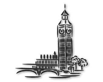 London Big Ben Sketch Embroidery Machine design Instant Download Digital File PES