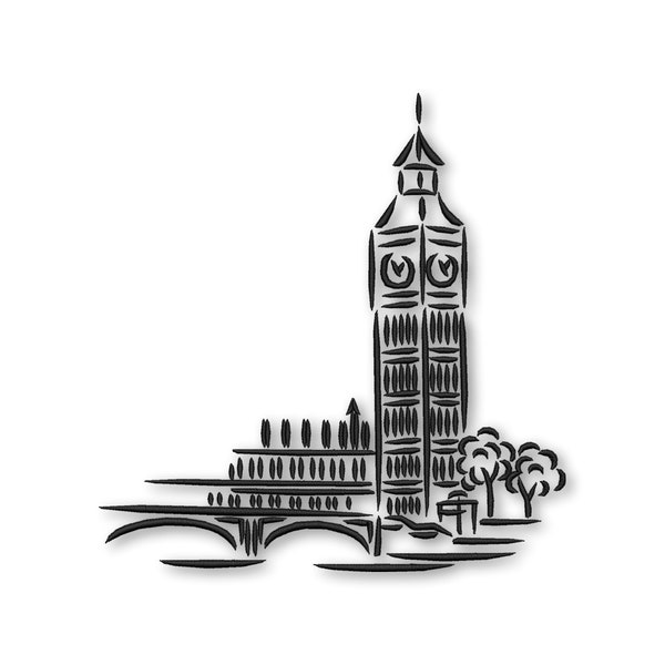 London Big Ben Sketch Embroidery Machine design Instant Download Digital File PES