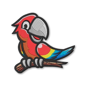 Diseño de bordado de pájaro loro Descarga instantánea Archivo digital