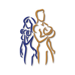 Couple Working Out Embroidery Machine design Instant Download Digital File PES