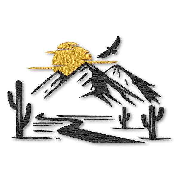 Wild West Landscape Embroidery design Instant Download Digital File