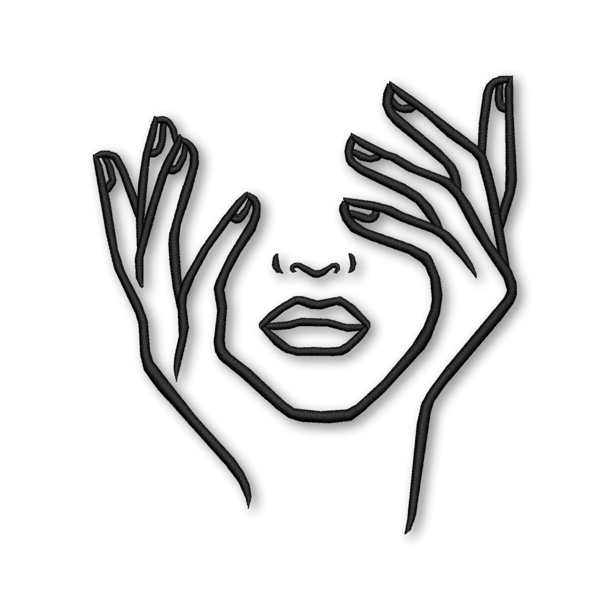 Line Art Face Embroidery Design Instant Download Digital File Etsy