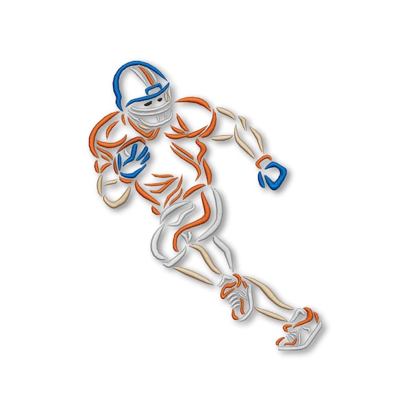 Football Player Embroidery Digital Design Etsy