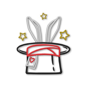 Rabbit in Magic Hat Embroidery Machine design Instant Download Digital File PES