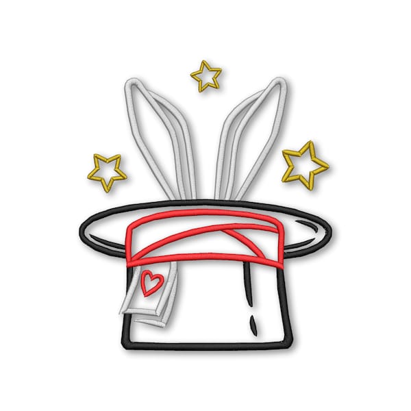 Rabbit in Magic Hat Embroidery Machine design Instant Download Digital File PES