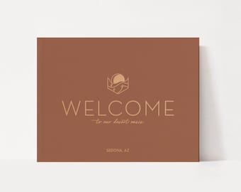 Arizona Desert Sun Guestbook | Vacation Rental Guest Book | Boho House Guest Sign In | AirBnb VRBO Holiday | Rose Gold Cactus | Customizable