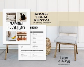 Checklist korte termijn verhuur | Airbnb VRBO-voorraadlijsten | Airbnb Host-bundel | Voorraadchecklist | Staging-lijsten voor verhuur van onroerend goed