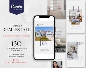 Modern Real Estate Instagram Bundle  |  Animated Property Posts & Stories  |  Real Estate Marketing | Luxury Real Estate Templates for Canva