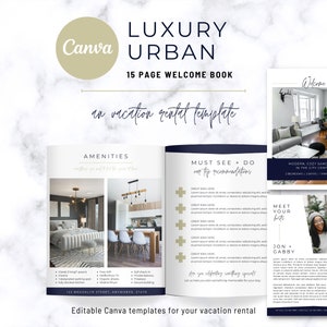 Luxury Vacation Rental Welcome Book for Guests | Modern Minimalist Guestbook | AirBnb VRBO Host | Canva Templates | Real Estate Book | Urban