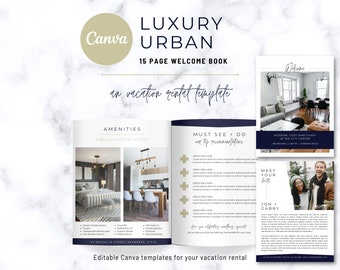 Luxury Vacation Rental Welcome Book for Guests | Modern Minimalist Guestbook | AirBnb VRBO Host | Canva Templates | Real Estate Book | Urban