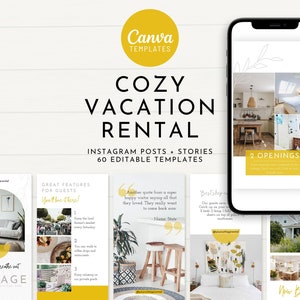 Modèles de médias sociaux de location de vacances de maison confortable | AirBnb Instagram publie des histoires | Jolie location de vacances | Marketing immobilier hôte VRBO