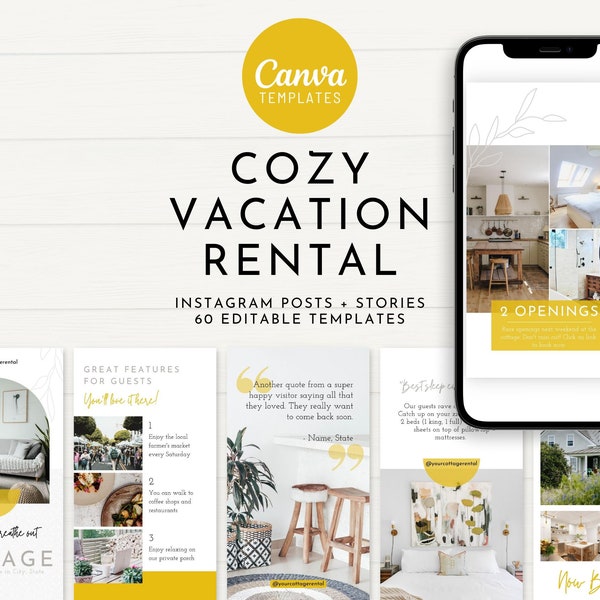 Cozy House Vacation Rental Social Media Templates | AirBnb Instagram Posts Stories | Cute Vacation Rental | VRBO Host Real Estate Marketing