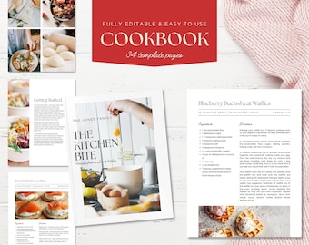 Editable Cookbook Template | Make Your Own Family or Personal Cookbook | Printable Recipe eBook | Minimal 34 Pg Cookbook | Recipe Collection