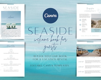 Vakantiewoningen aan het strand Welkom Boeken | Bewerken in canvas | Direct downloaden | Airbnb | Hostbundel | Vastgoedpakket | Controlelijsten